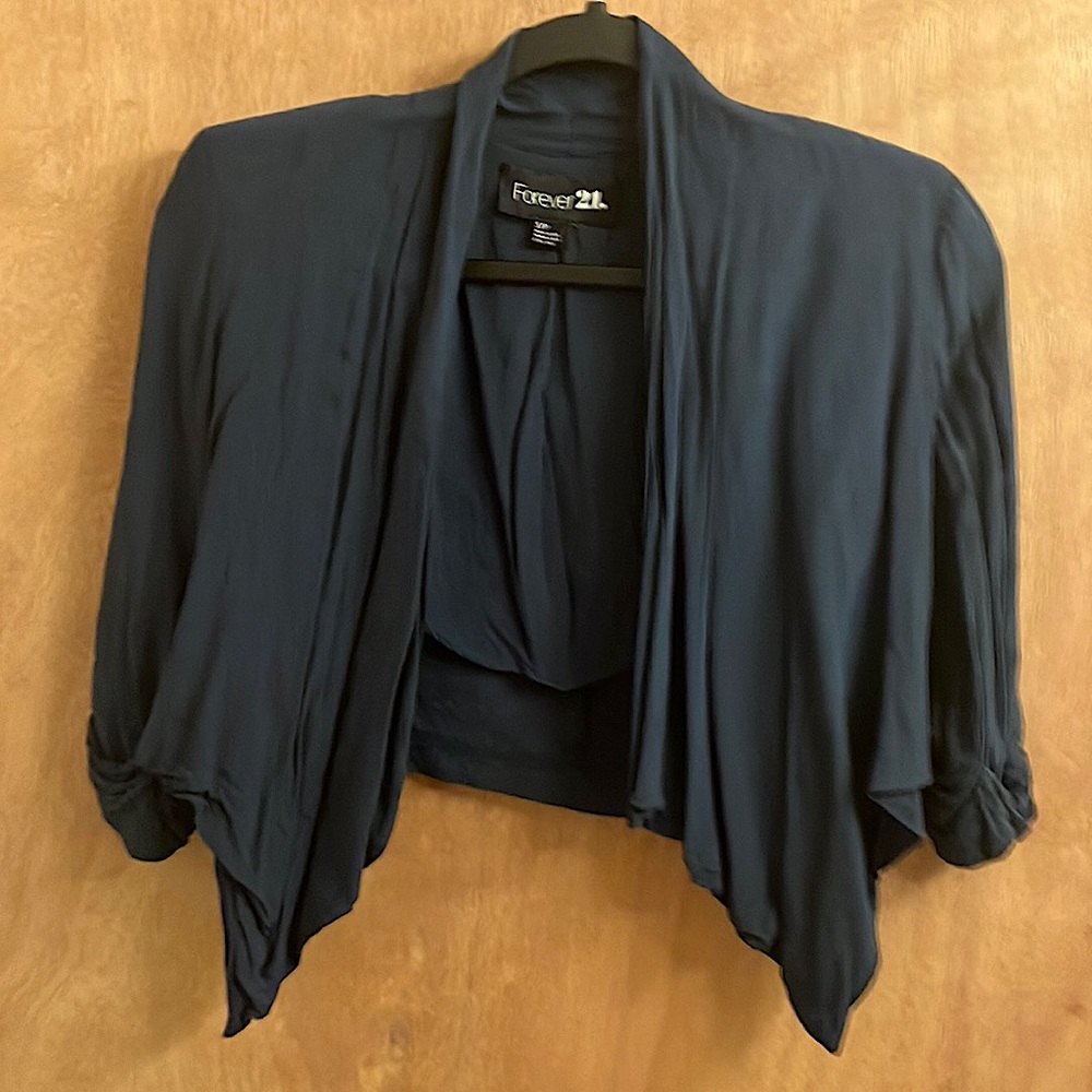 Forever 21 teal cropped jacket woman’s size small